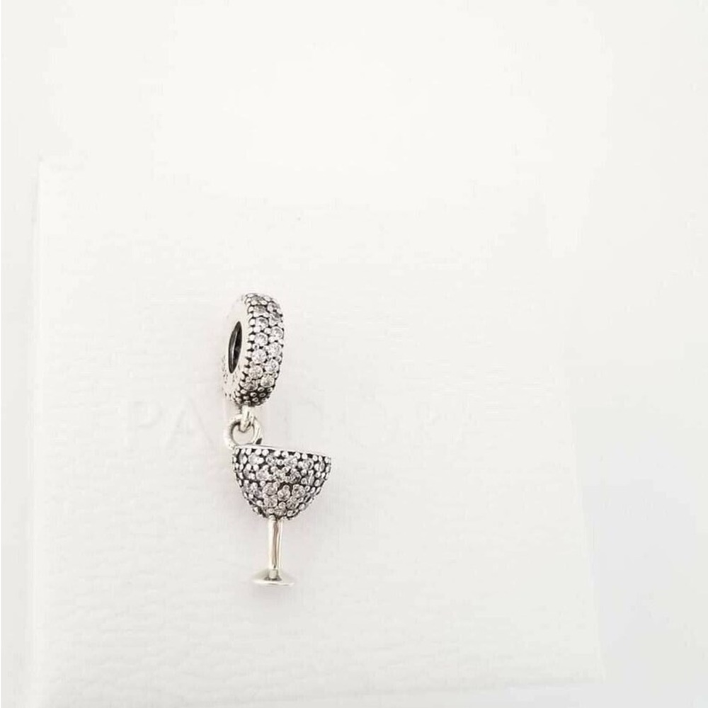 Pandora Sparkling Cocktail Cup Night Out Dangle Charm CZ Silver #219